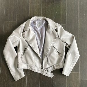Gray Faux Leather Jacket